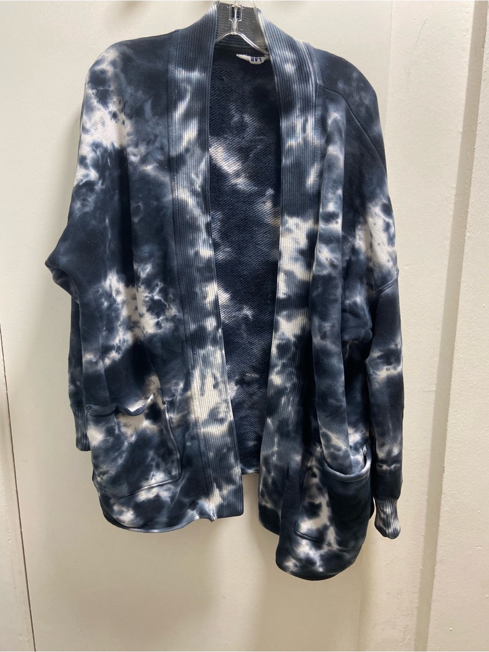 JoyLab Black and White Tie-Dye Open Cardigan